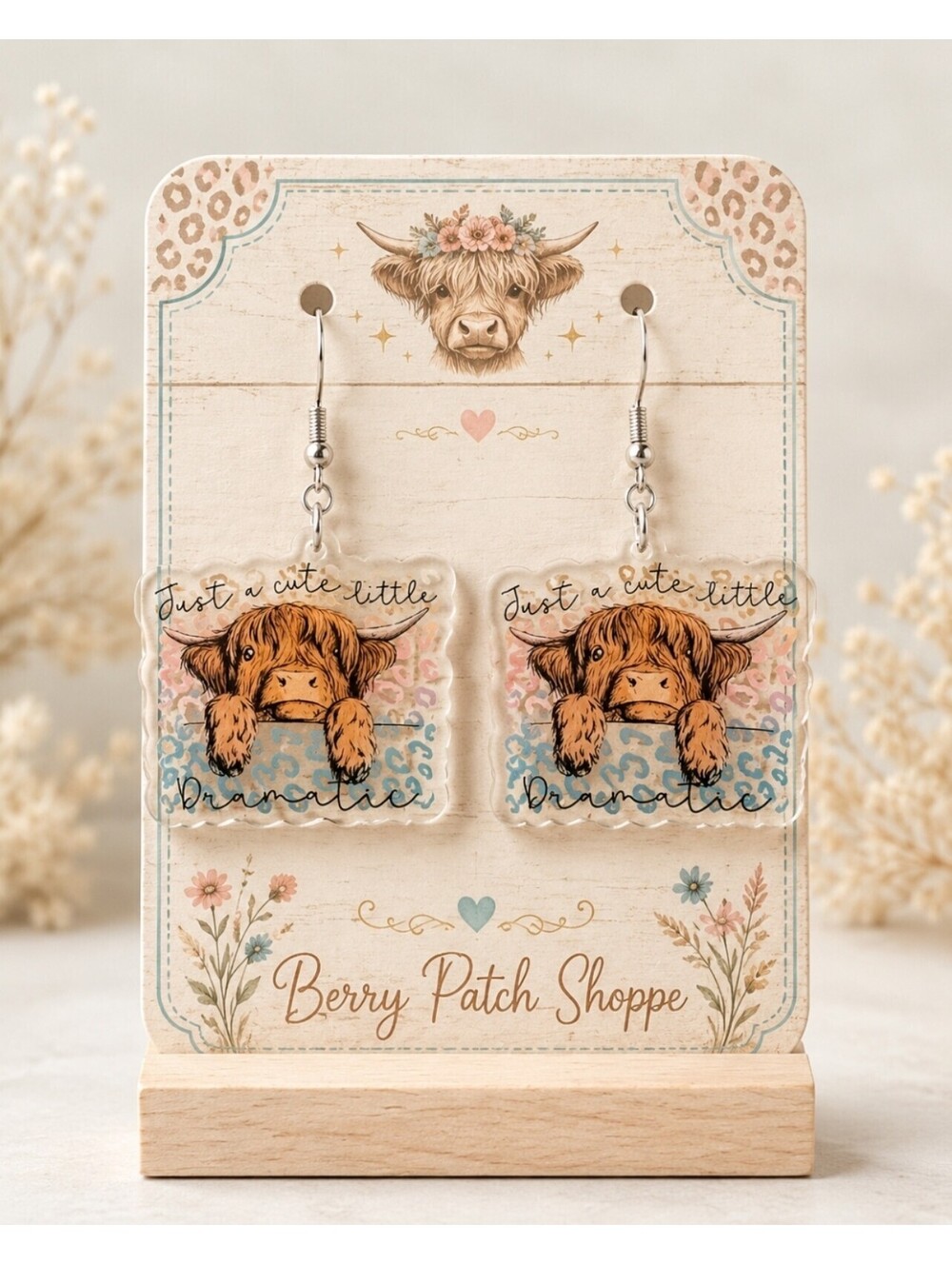Country Heifer Cow JUST A LITTLE DRAMATIC Sassy Country Girl Earrings